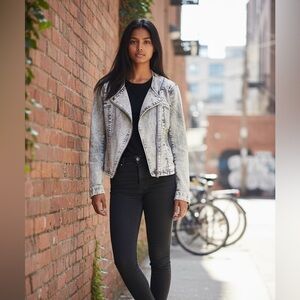 Helmut Lang Whitewash Denim Moto Jacket